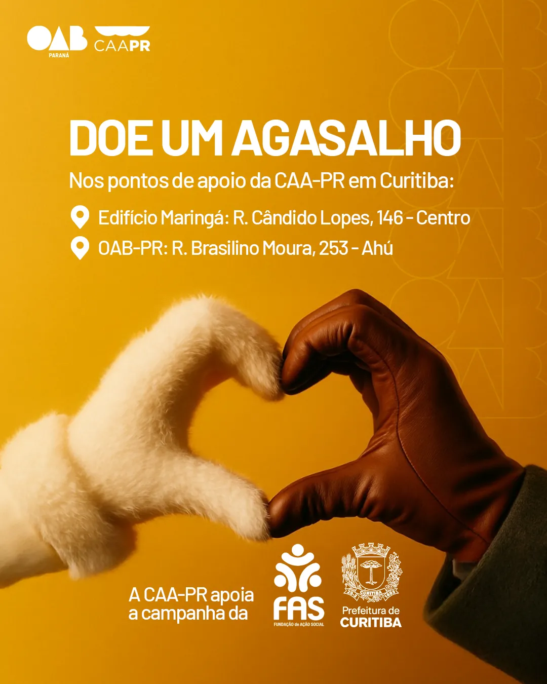 CAA-PR adere à Campanha do Agasalho da Prefeitura de Curitiba