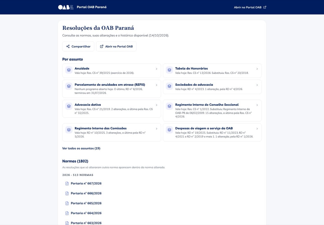 As normas da OAB Paraná no Portal